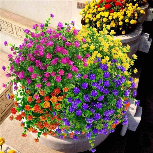 6 Bundles Outdoor Artificial Flowers UV Resistant Fake Boxwood Plants, Faux - Picture 3 of 7